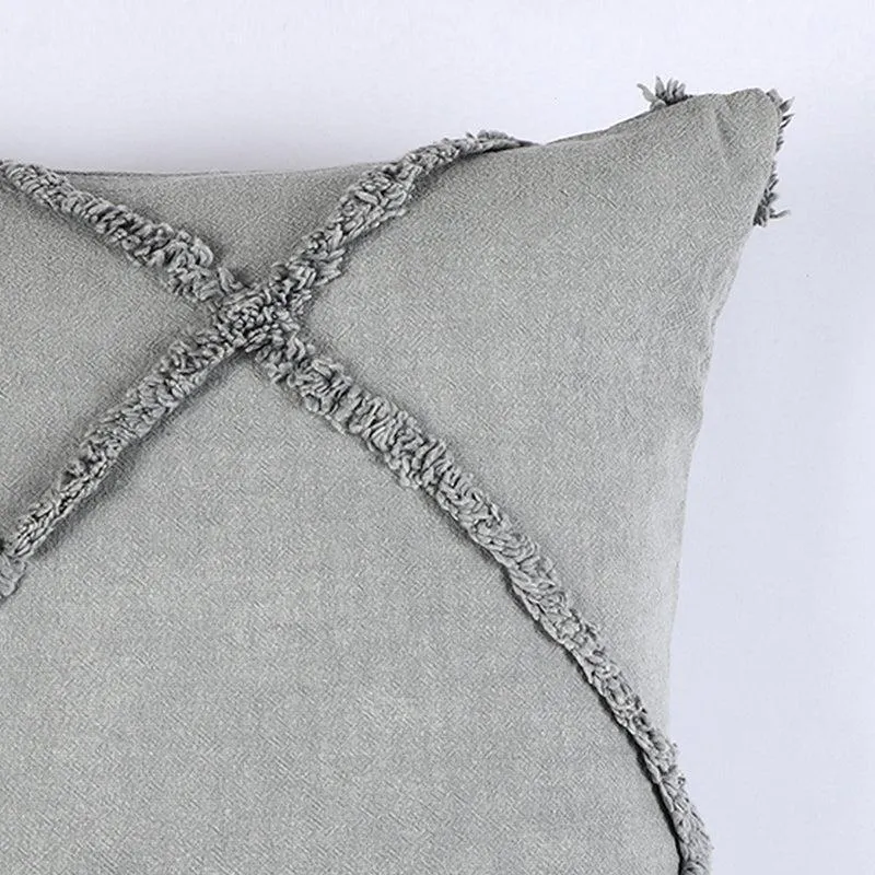 Anuket Tufted Cotton Cushion Cover (Grey) - Set Of Two media 4