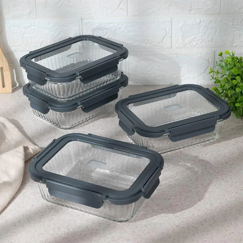 Grey Triva Glass Lunch Box (1040 ML) - Set Of Four media 1