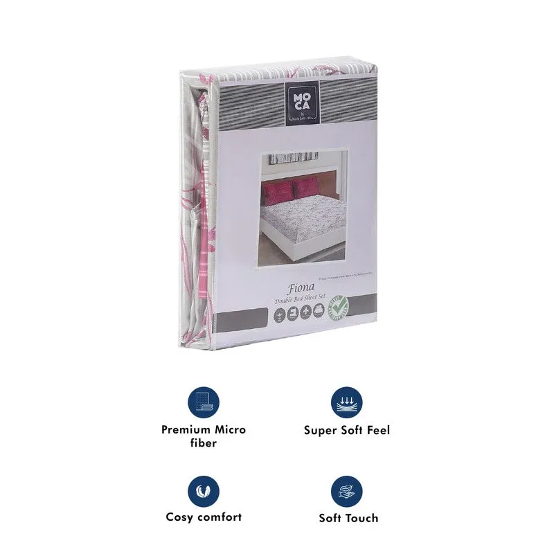 Monte Carlo Flora Form Cotton Bedsheet (White,Pink) - 104 TC media 11