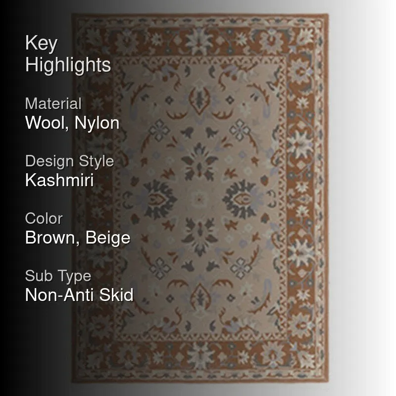 Sekhmet Hand Tufted Ethnic Wool & Nylon Carpet - Brown media 2