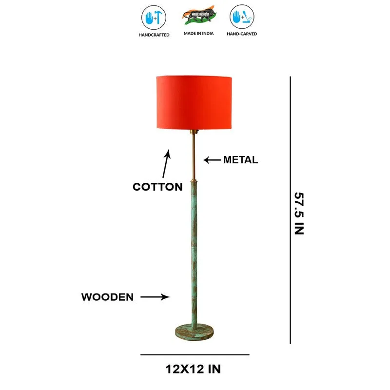 Amber Glow Wooden Floor Lamp - Orange media 9