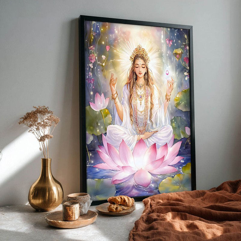 Adilakshmi Spiritual Archival Paper Wall Painting With Frame - Black media 4