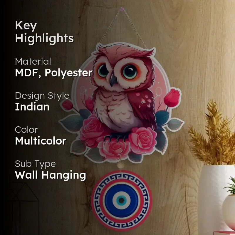 Cute Owl Nazar Polyester & MDF Wall Hanging media 2
