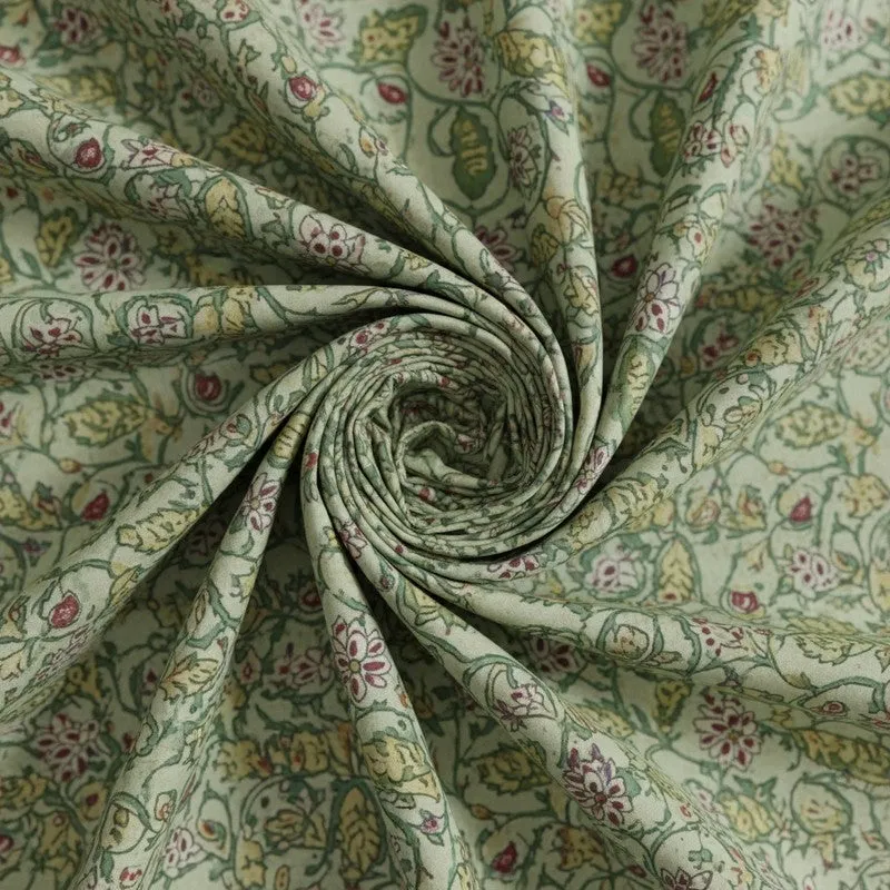 Jewelina Floral Printed Cotton Bedsheet (Light Green) - 120 TC media 5