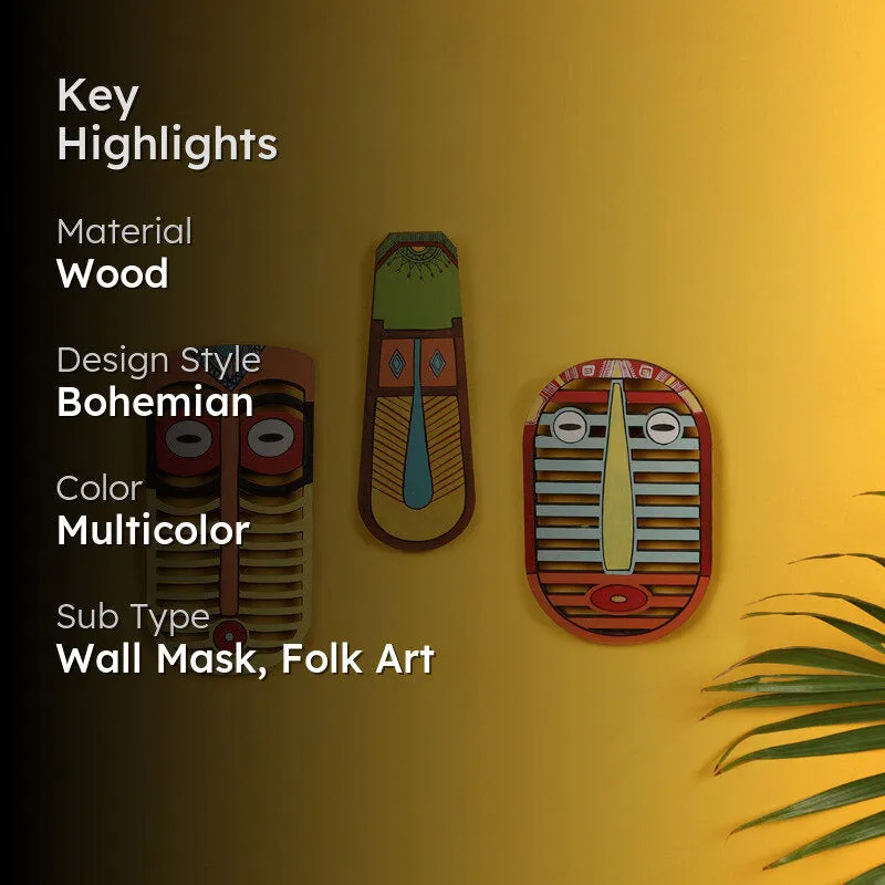 Kalyani Mask Wooden Wall Accent - Set of Three media 2