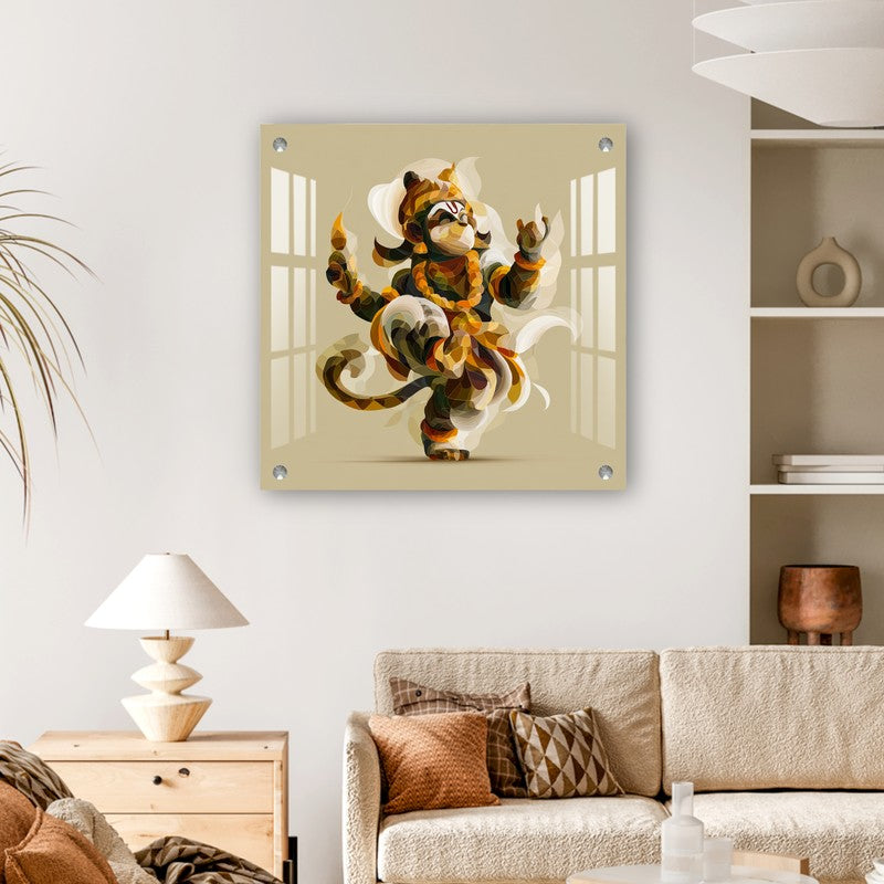 Dancing Hanuman Abstract Acrylic Wall Art