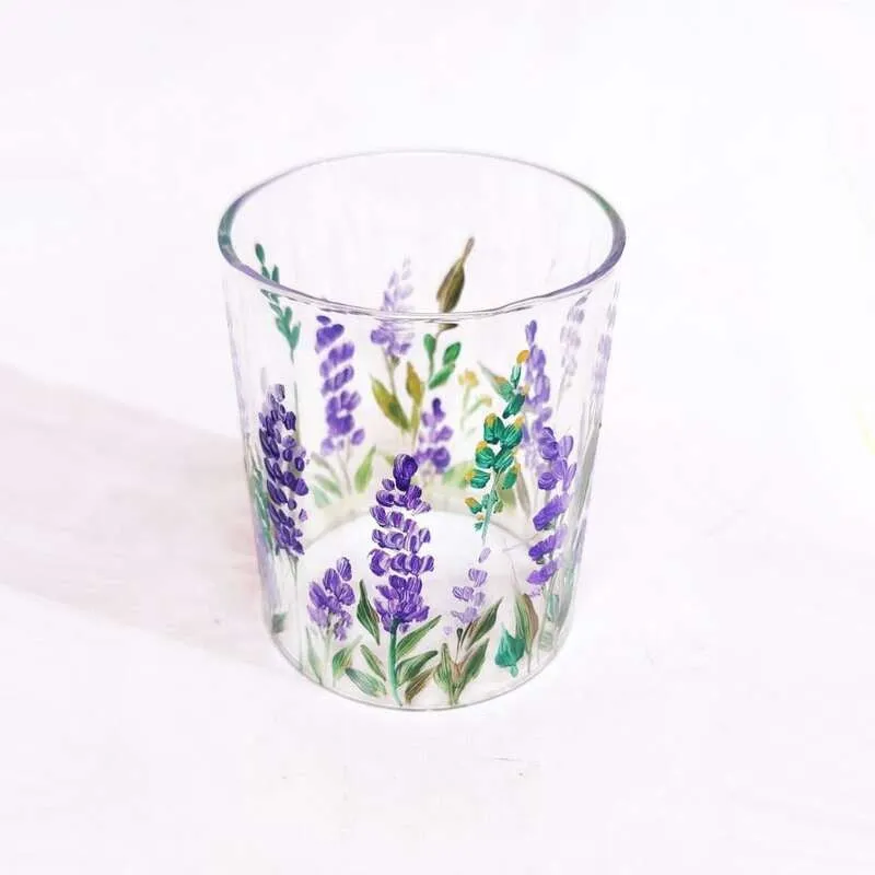 Lavender Bliss Handpainted Tealight Candle Holder media 5