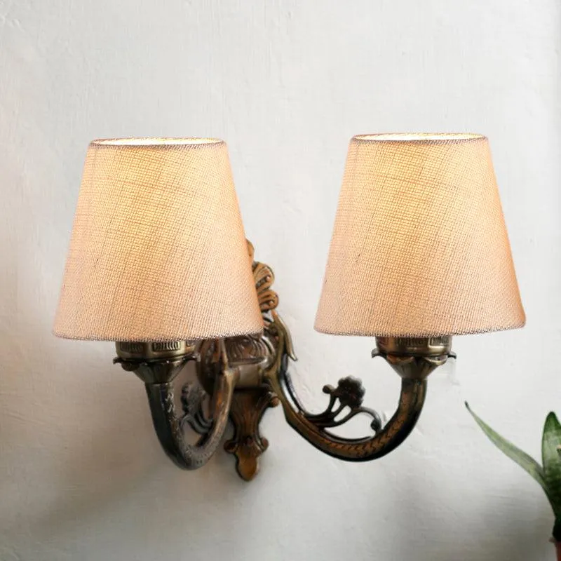 Vintage Conical Duo Fabric & Metal Wall Lamp - White media 3