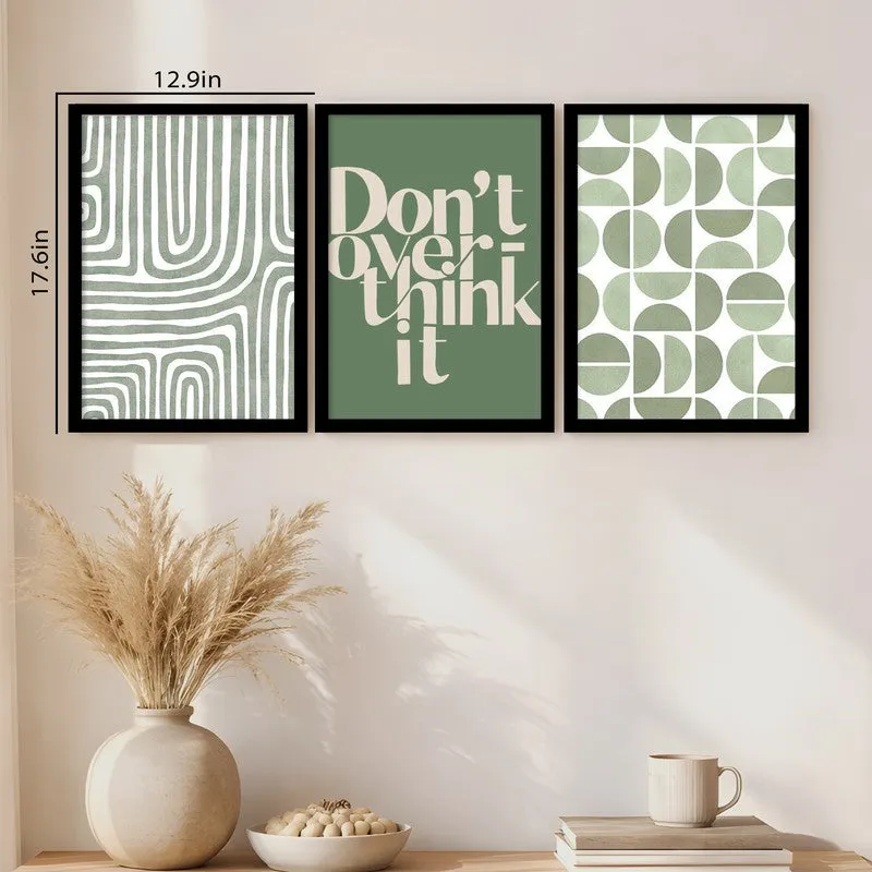 Dont Over Think It Paper Wall Painting With Frame - Set Of Three media 11