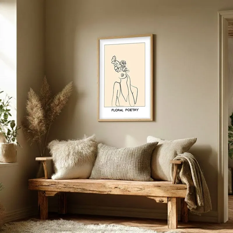 Petal Thoughts Canvas Wall Painting With Brown Frame media 3
