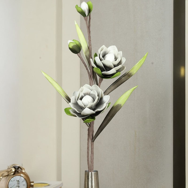 Blossomcharm Artificial Magnolia Foam Flower Stick - Grey media 3