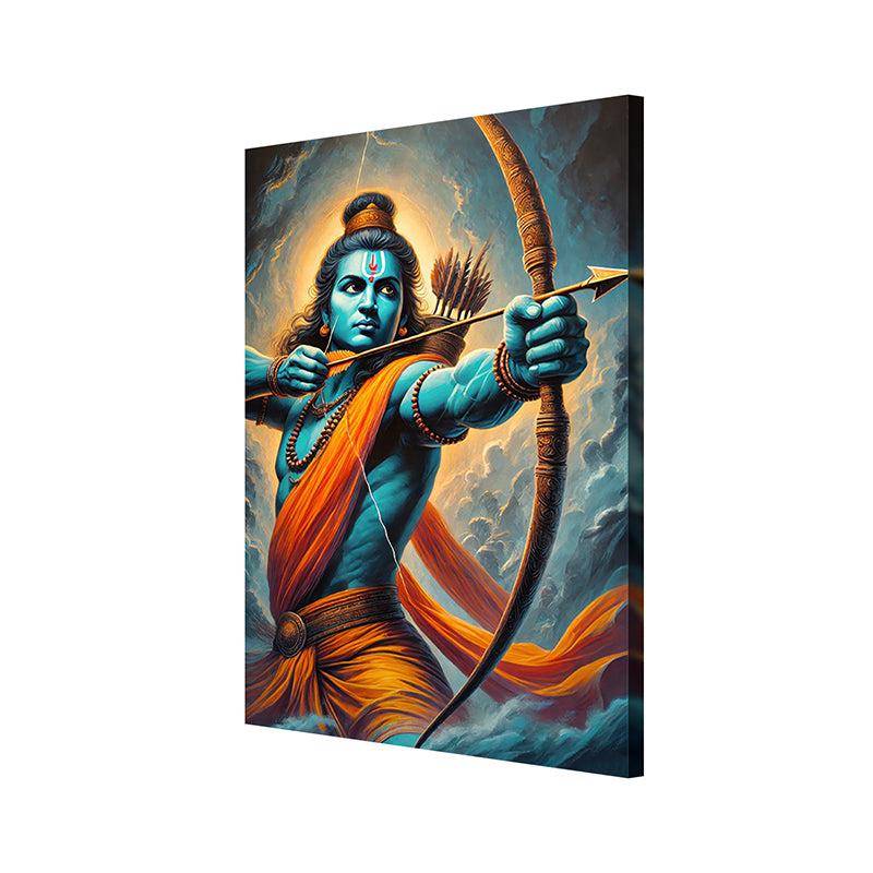 The King Of Dharma Poly Canvas Wall Painting - Blue & Orange media 4