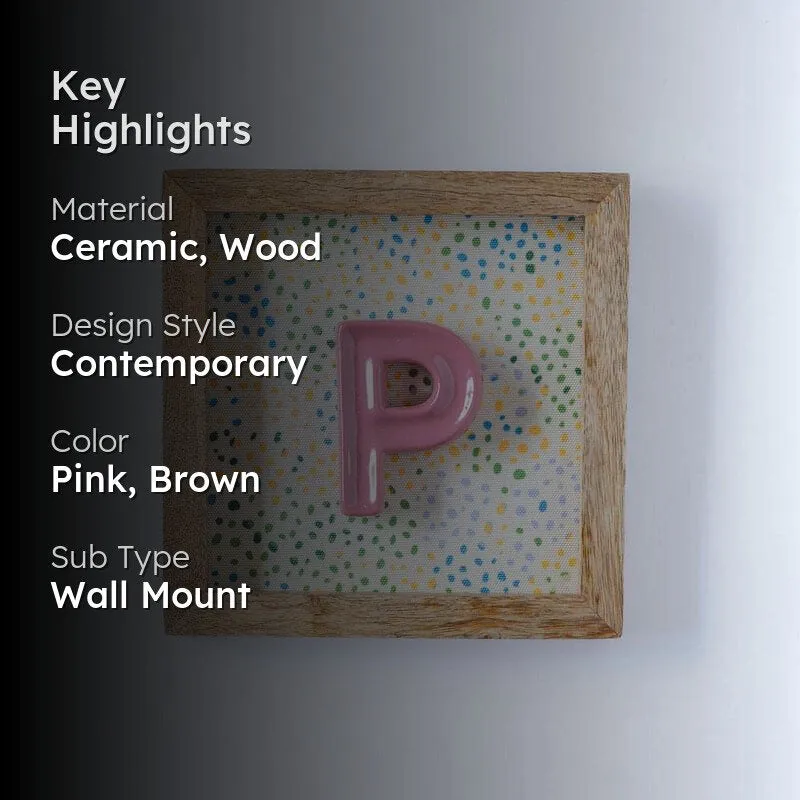 (P) Mini Mottled Mono Ceramic & Wooden Wall Accent - Pink media 2