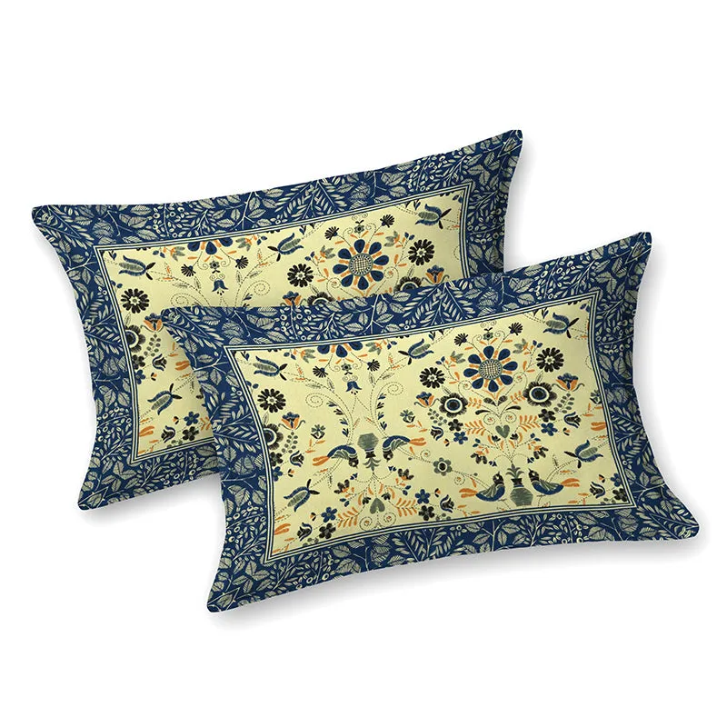 Aasiya Ethnic Cotton Bedsheet (Yellow,Blue) - 180 TC media 7