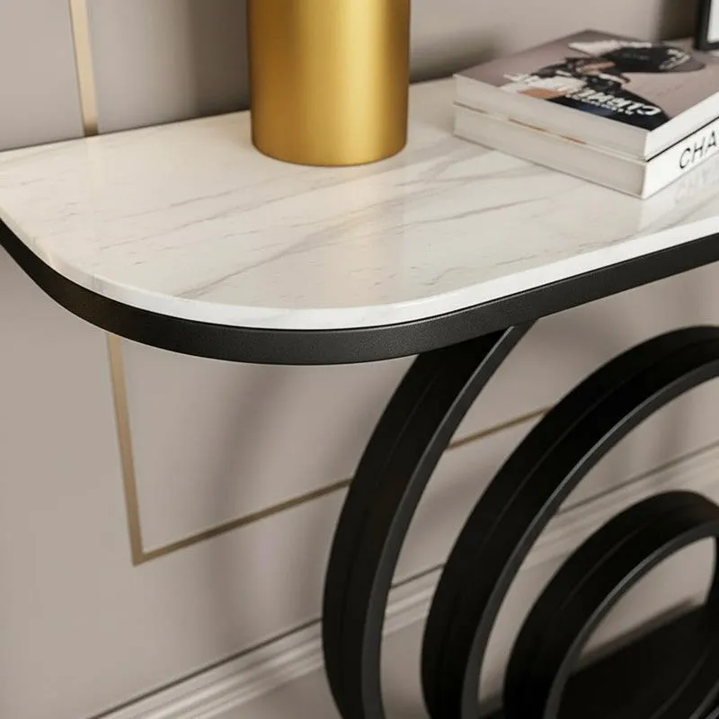 Circular Ring Metal Console Table with Marble Top - Large media 3