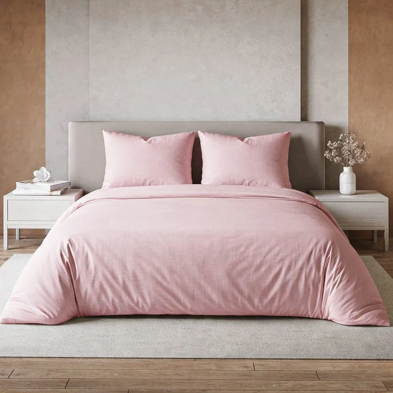 Maison Fitted Solid Cotton Bedsheet (Cameo Rose) - 200 TC media 1