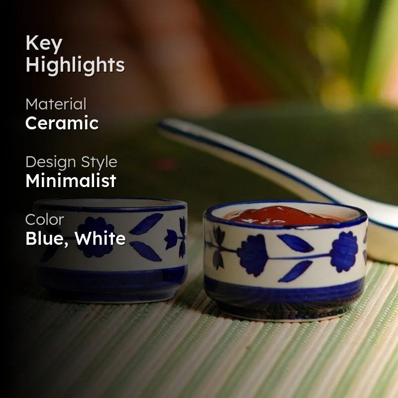 Culinova Ceramic Dip Bowls (Blue,White ,40 mL Each) - Set Of Two media 2