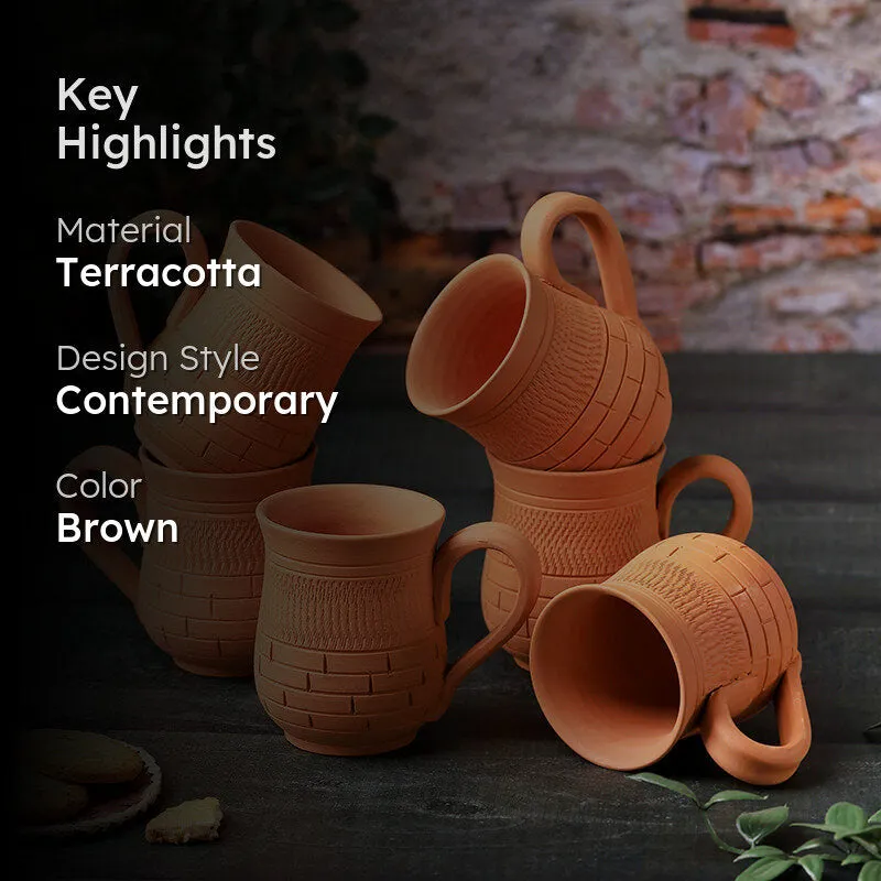 Nireeksha Terracotta Coffee Mug (250 mL Each) - Set of Six media 2