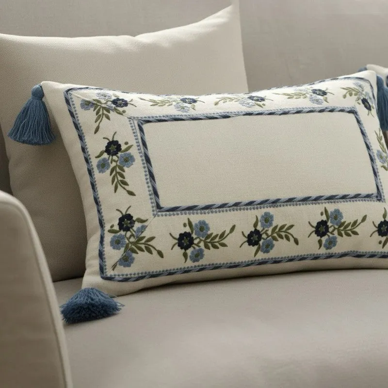 Flowera Embroidered Cotton Linen Cushion cover media 6