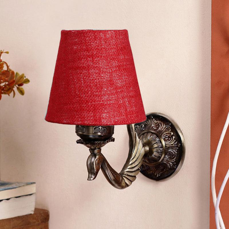 Amro Retro Conical Fabric & Metal Wall Lamp - Maroon media 3