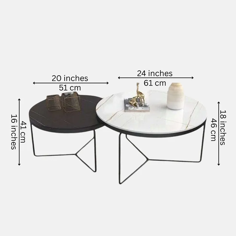 Quantum Noir Accent Table with Marble Top - Set Of Two media 5