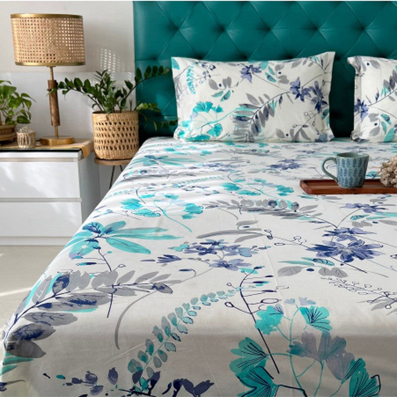 Urban Space Florvia Cotton Bedsheet (Blue) - 200 TC media 6