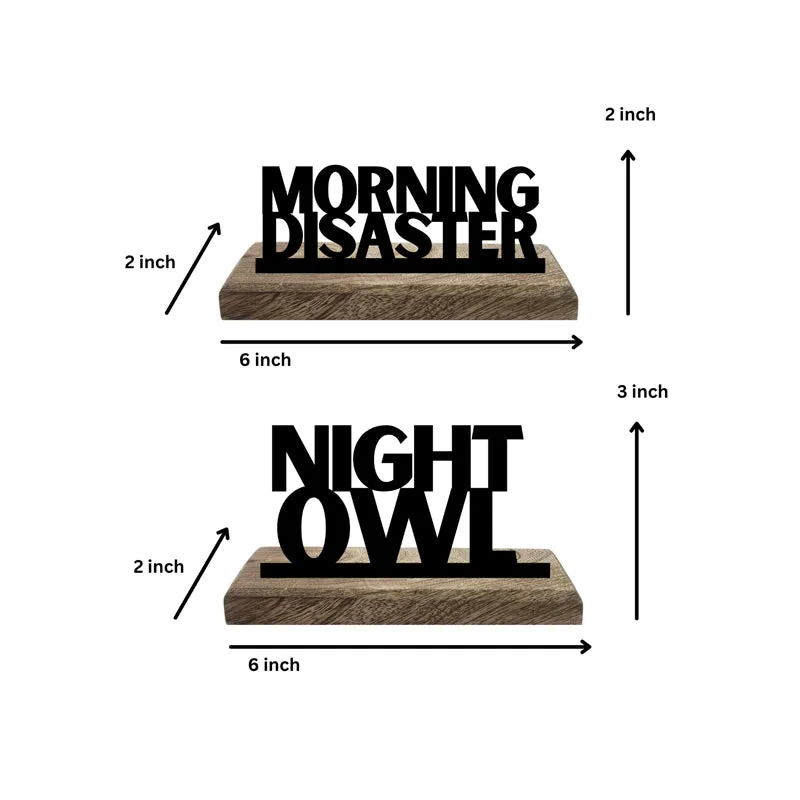 Morning Disaster & Night Owl Typography Showpiece - Set Of Two media 5
