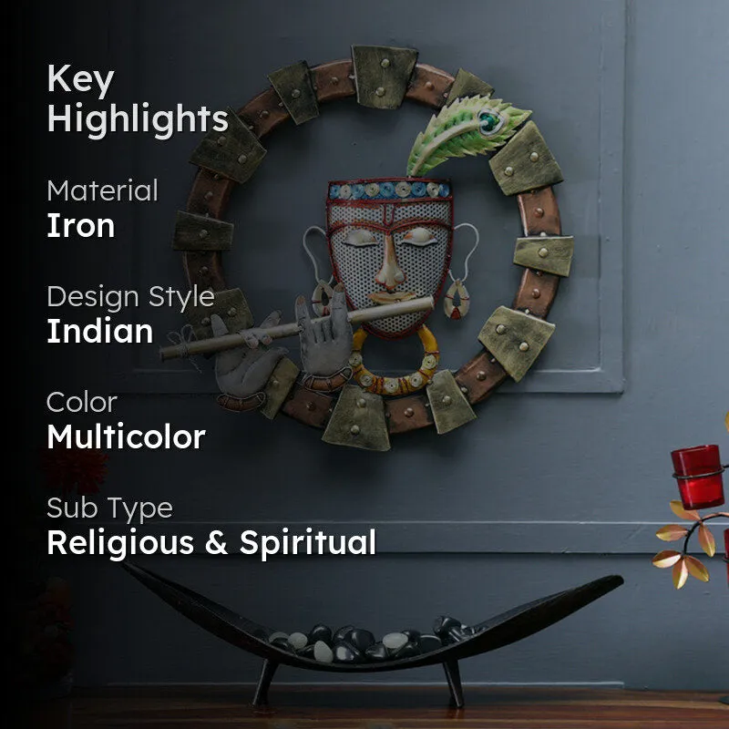 Shri Krishna with Flute Iron Wall Accent media 2