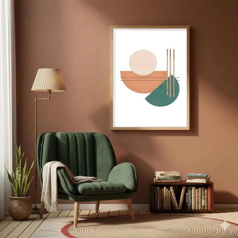 Linear Pulse Canvas Wall Painting With Brown Frame media 6