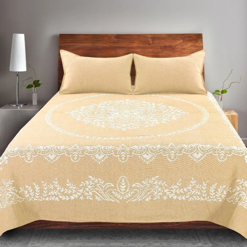 Ethnic Serenity Cotton Bedsheet (Beige) - 220 TC media 3