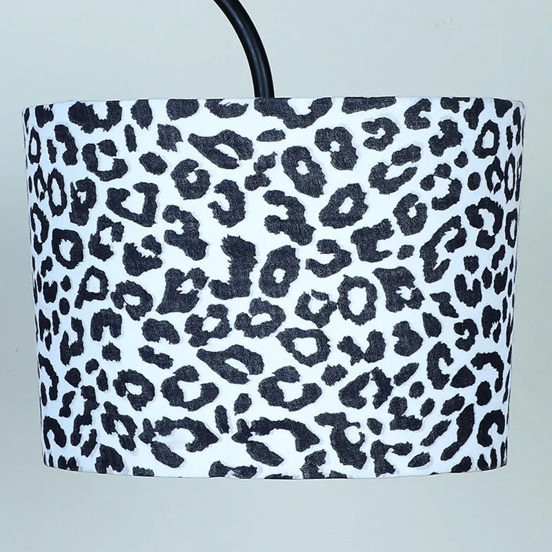 Leopard Hide Printed Arched Floor Lamp With Shelf media 4