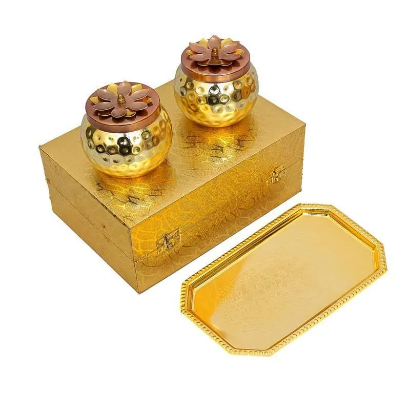 Anaar Bowl & Tray Set- Gold/Bronze media 4