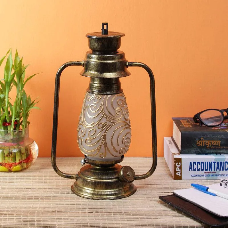 Saagar Mosaic Lantern Iron Table Lamp - Gold,Brown media 3