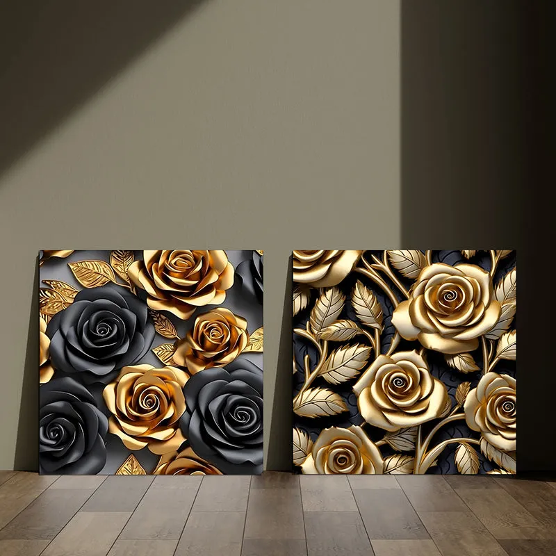 Gilded Roses Canvas Wall Art - Set Of Two media 7
