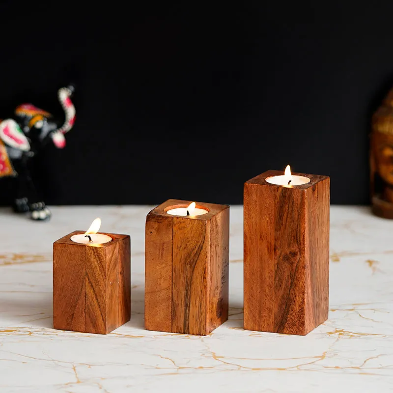 Wood & Flame Tea Light Holder - Three Piece Set media 3