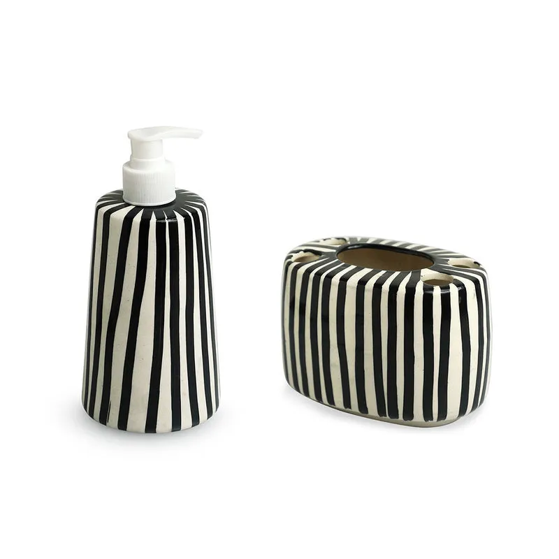 Zebra Stripia Handpainted Bathroom Set - Two Piece Set media 3