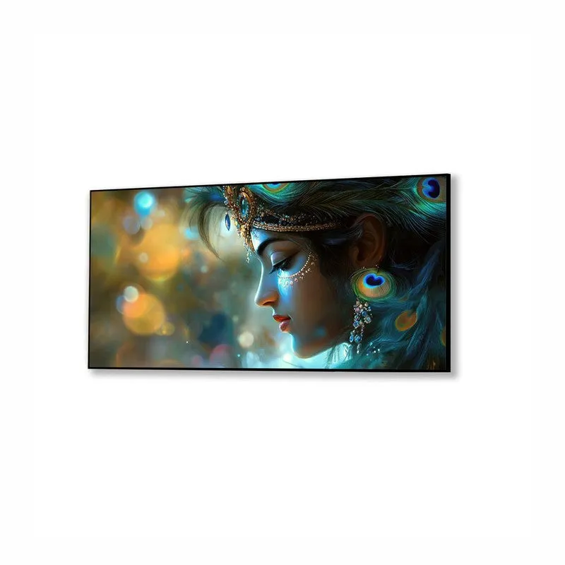 Krishnas Mystic Glow Canvas Wall Painting With Frame media 4