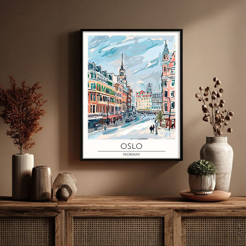 Vintage Oslo Framed Canvas Wall Painting media 3