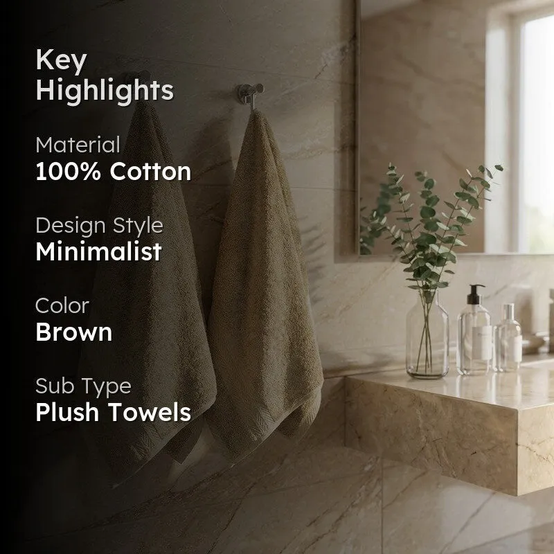 PlushAura Cotton Hand Towel (Camel) - Set Of Two media 2