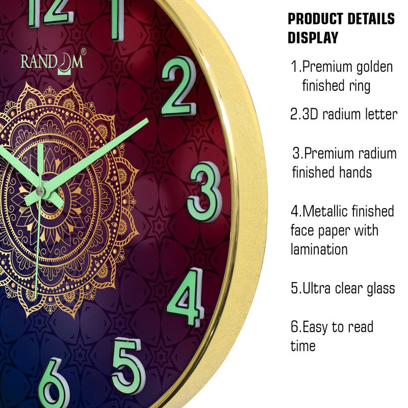 Mandala Round Floral Plastic Wall Clock - Purple media 6