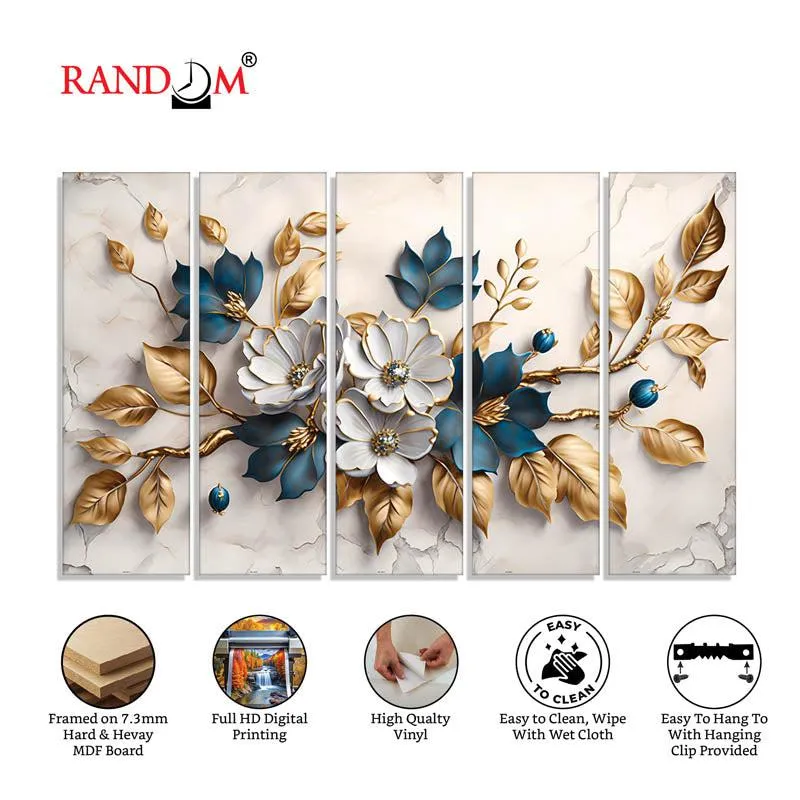 Abbla Flora Canvas Wall Painting - Set Of Five media 6
