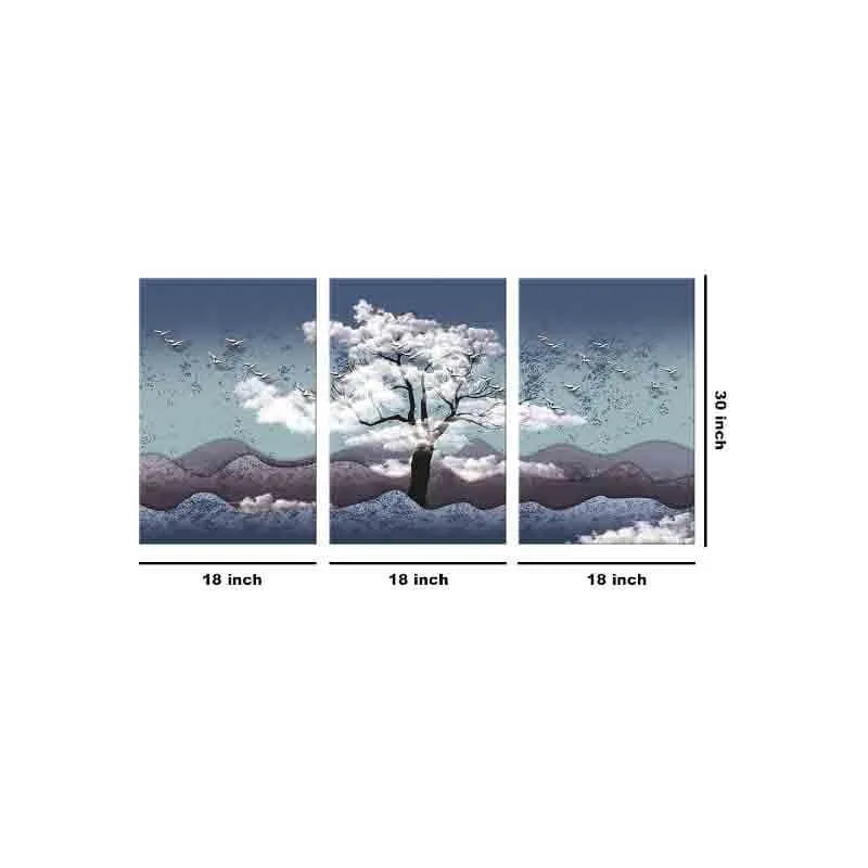 Tranquil Snowtree Poly Canvas Wall Art - Three Piece Set media 7