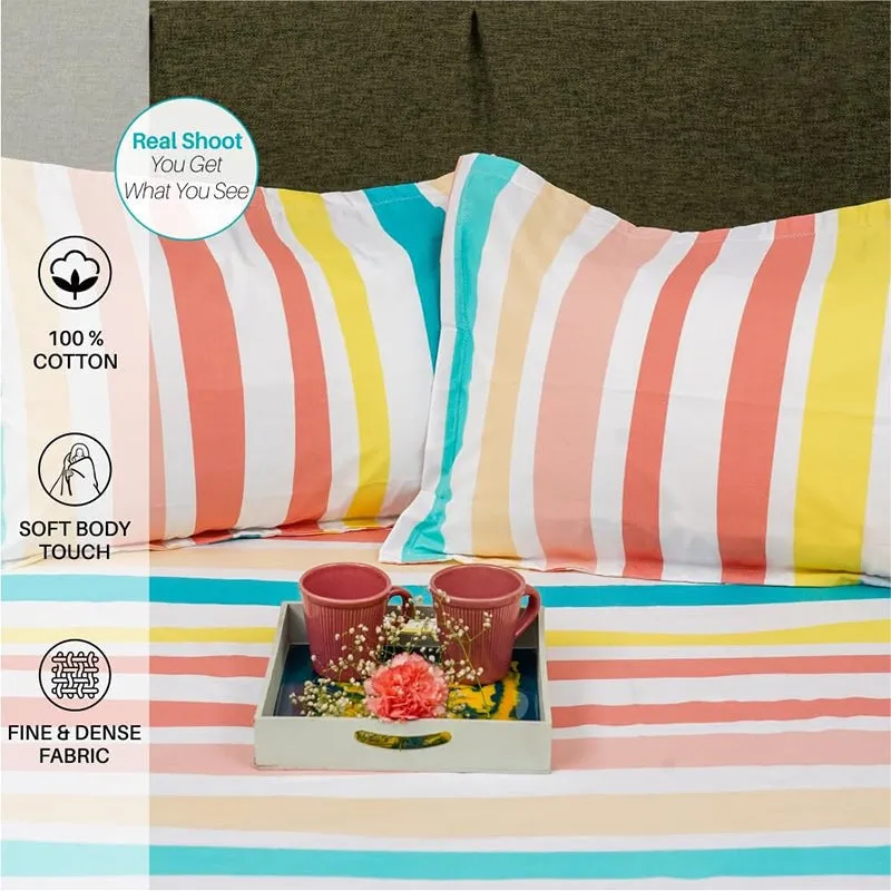 Urban Space Multi-Colour Stripes Cotton Bedsheet (Pastel)(200) - 200 TC media 7