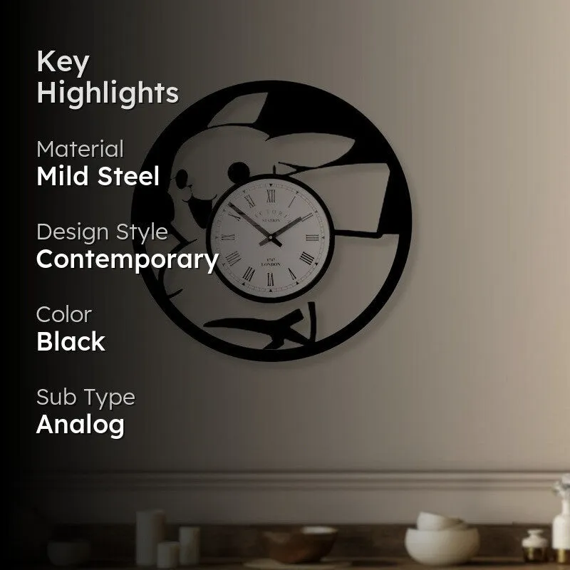 Pikado Steel Analog Wall Clock - Black media 2
