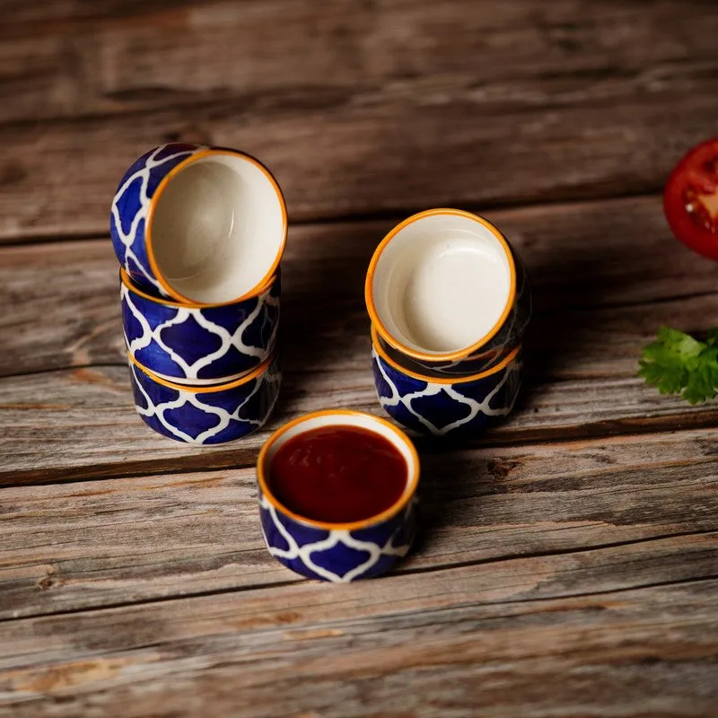 Servique Ceramic Dip Bowls (Blue,Yellow,40 mL Each) - Set Of Six media 3