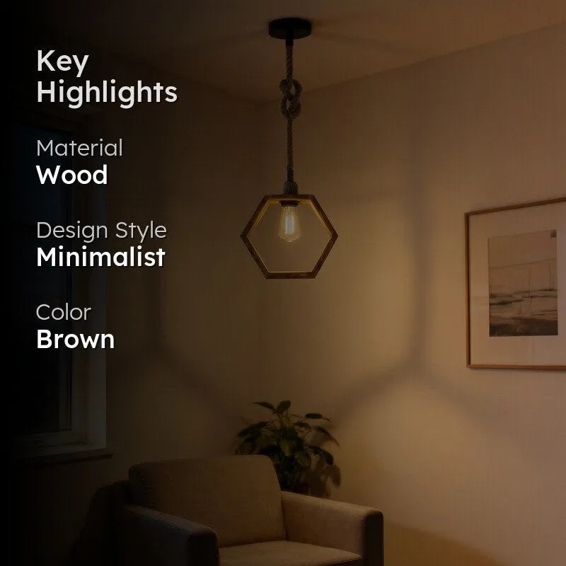 HexaAura Wooden Ceiling Lamp - Brown media 2