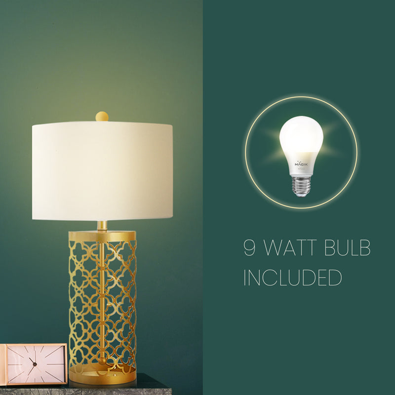 Eternal Elegance Iron LED Fabric Table Lamp - Gold,White media 3