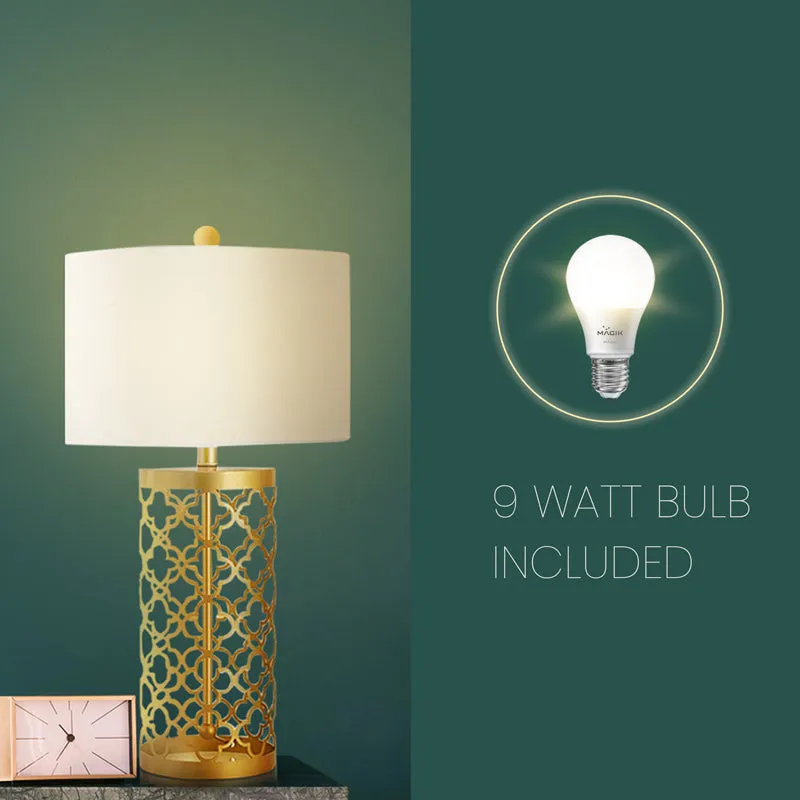 Eternal Elegance Iron LED Fabric Table Lamp - Gold,White media 3