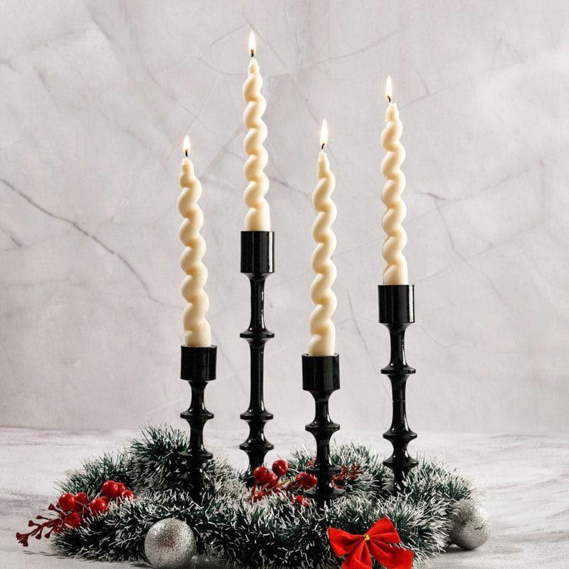 Elegant Spiral Soy Wax Taper Candles - Set of 4 in Cinnamon Roll Scented media 3