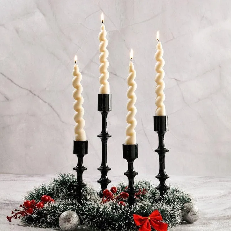 Elegant Spiral Soy Wax Taper Candles - Set of 4 in Cinnamon Roll Scented media 3
